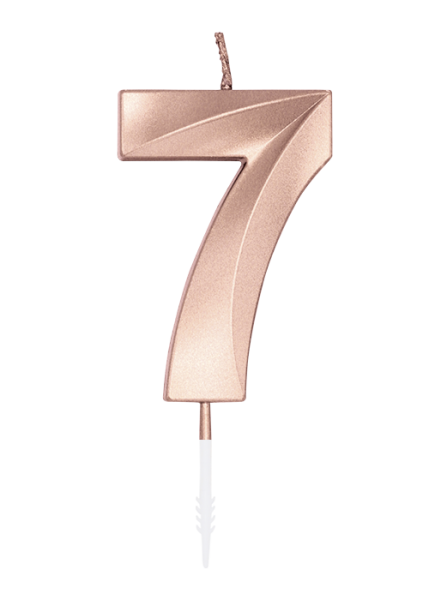 Number Candle - Metallic Rose Gold - 7