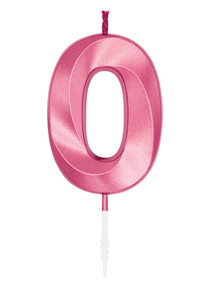 Number Candle - Metallic Light Pink - 0
