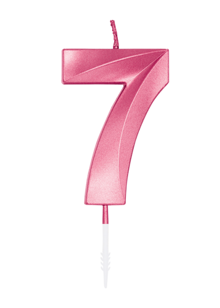Number Candle - Metallic Light Pink - 7