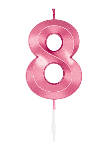 Number Candle - Metallic Light Pink - 8