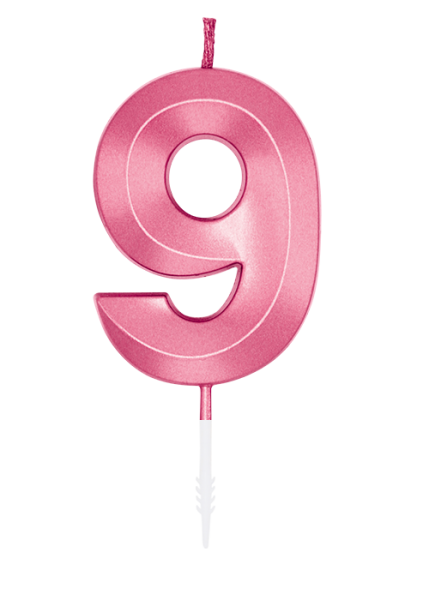 Number Candle - Metallic Light Pink - 9