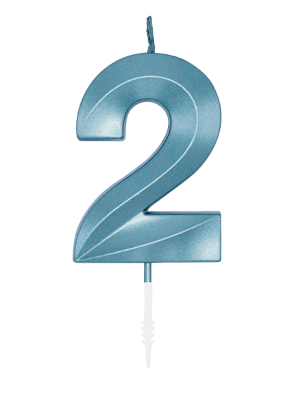 Number Candle - Metallic Light Blue - 2