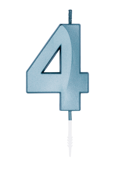 Number Candle - Metallic Light Blue - 4