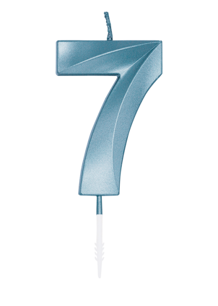 Number Candle - Metallic Light Blue - 7