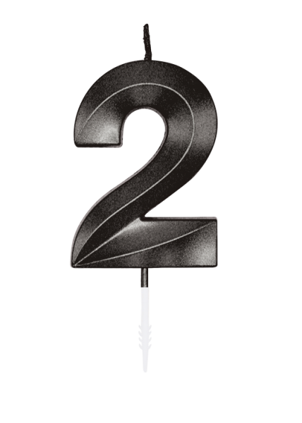 Number Candle - Metallic Black - 2