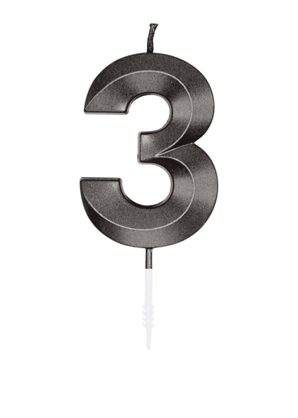 Number Candle - Metallic Black - 3