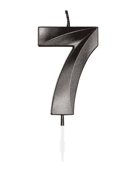 Number Candle - Metallic Black - 7