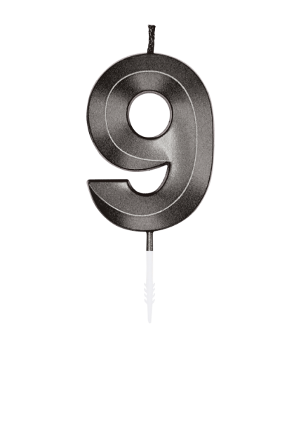 Number Candle - Metallic Black - 9