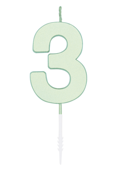 Number Candle - Pastel Mint - 3