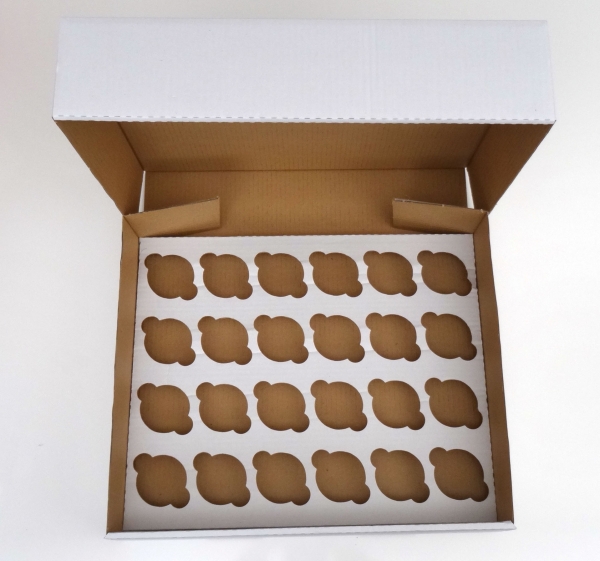 24 White Cupcake (Corr) Box and Dividers