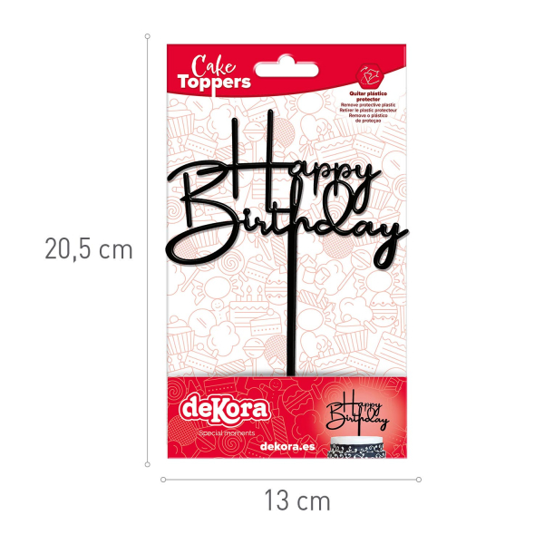 Torten Topper - Happy Birthday - Schwarz