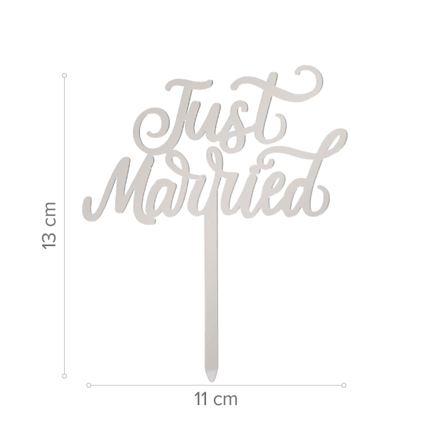 Torten Topper - Just Married - Silber