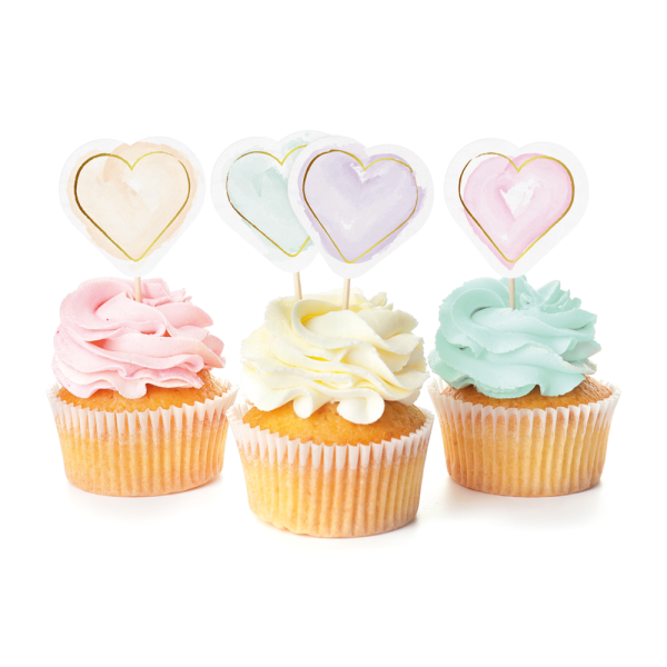 Cupcake Topper - Pastel Hearts