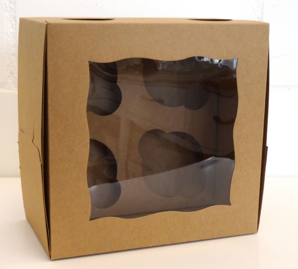 4er Cupcake / Muffin Box Karton-Braun