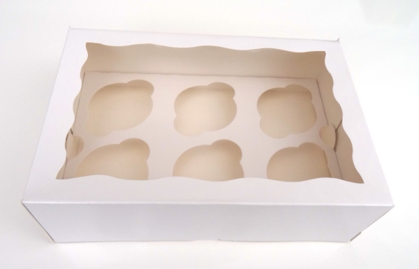 6 White Cupcake / Muffin Box