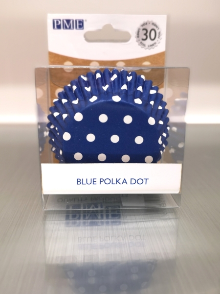 Cupcake Backförmchen - Blau mit weissen Punkten