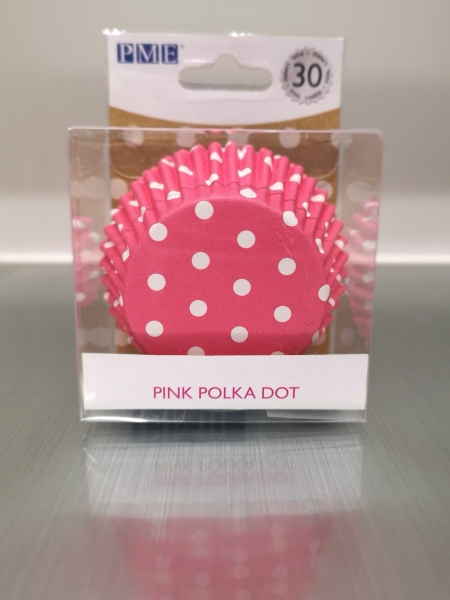 Cupcake Backförmchen - Pink mit weissen Punkten