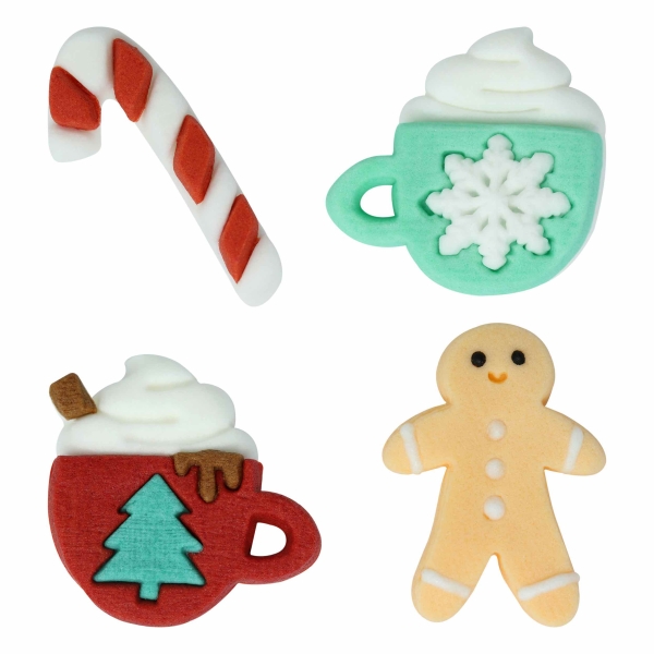 Edible Sugar Decorations - Christmas Cheer (Set of 12)