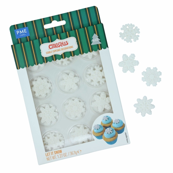 Edible Sugar Decorations - Let it Snow (Set of 12)