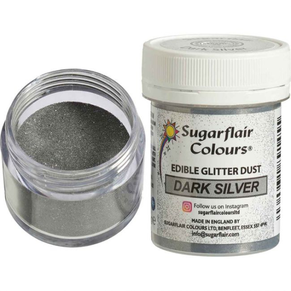 Essbare Schimmer Pulver Farbe - Dark Silver - ohne E171