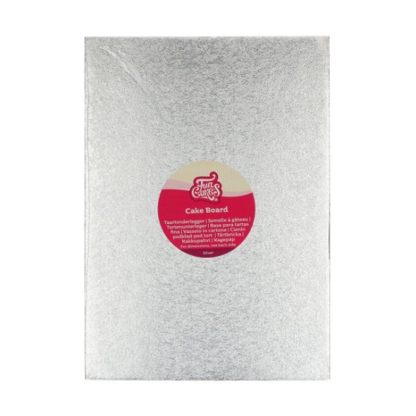 Cake Card Oblong 35 x 25cm / Thickness 3mm - Silver