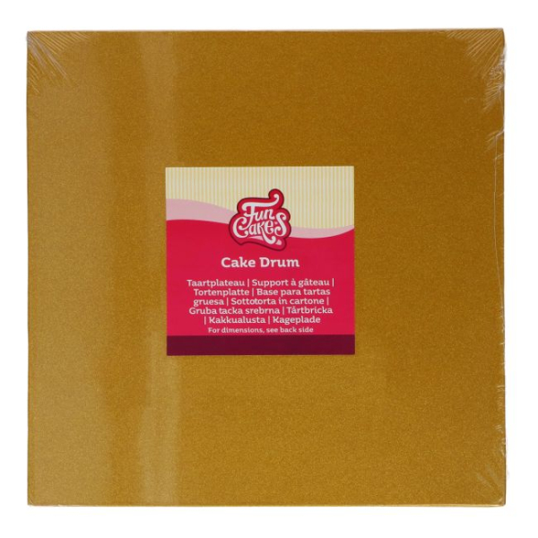 Tortenplatte quadratisch 25cm (10") / Stärke 12mm - Shimmering Gold