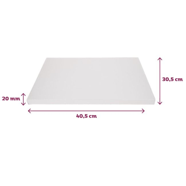 Tortenplatte Rechteckig 40cm x 30cm / Stärke 20mm - WEISS