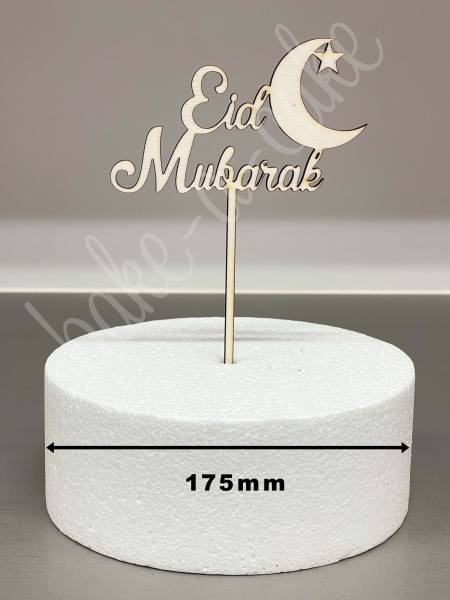 Cake Topper Wood - Eid Mubarak with Moon