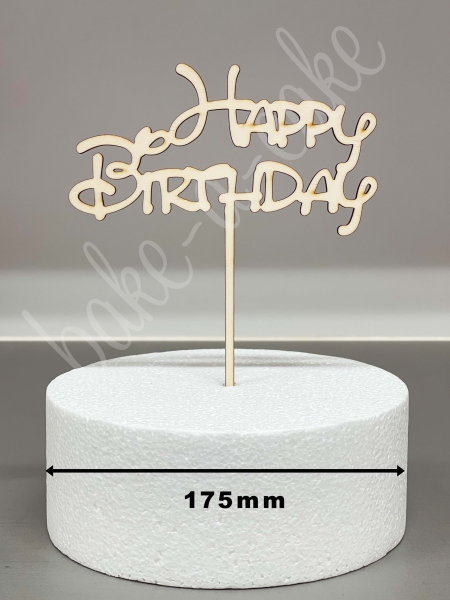 Cake Topper Wood - Happy Birthday 150mm