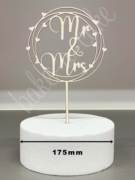 Cake Topper Wood - Mr & Mrs with Hearts