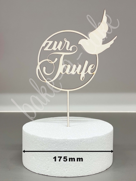Cake Topper Wood - Zur Taufe with Dove
