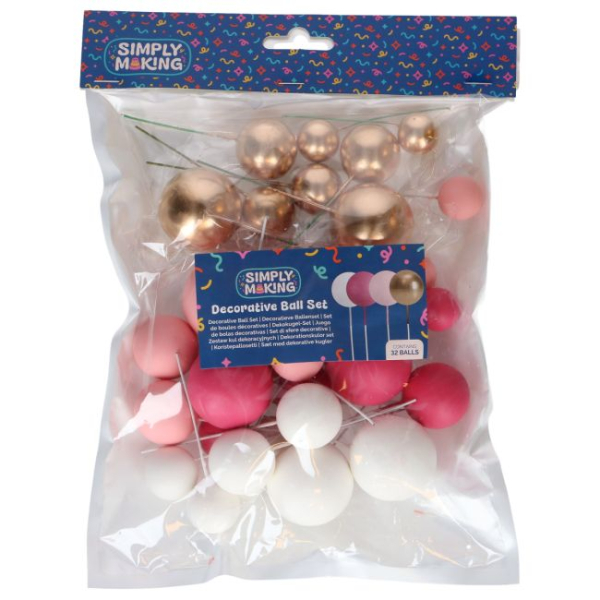 Decorative Ball Set - Hot Pink Ombre und Gold