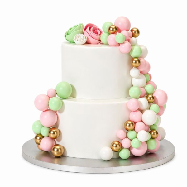 Decorative Ball Set - Pastell Rosa, Grün und Gold