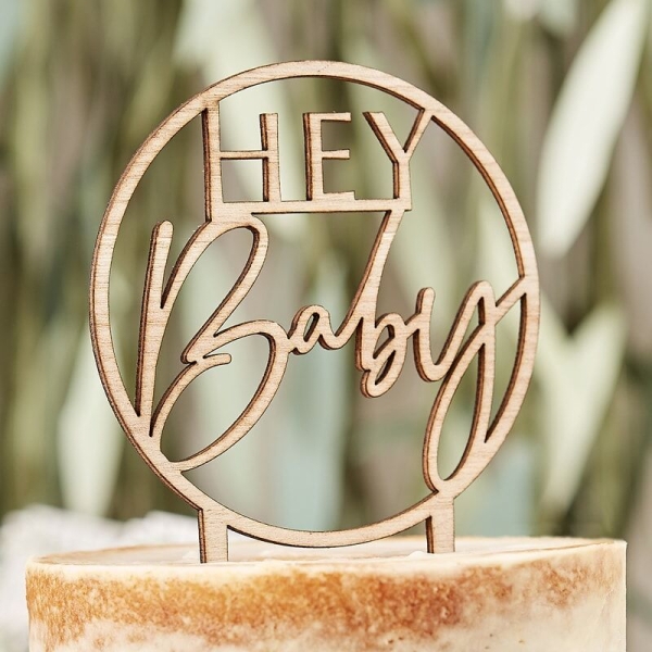 Wooden Cake Topper - HEY Baby