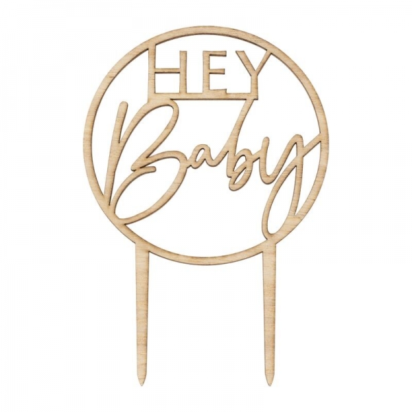 Wooden Cake Topper - HEY Baby