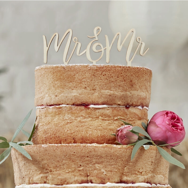 Cake Topper aus Holz - Mr & Mr
