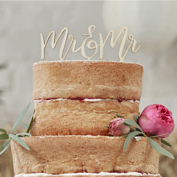Wooden Cake Topper - Mr & Mr