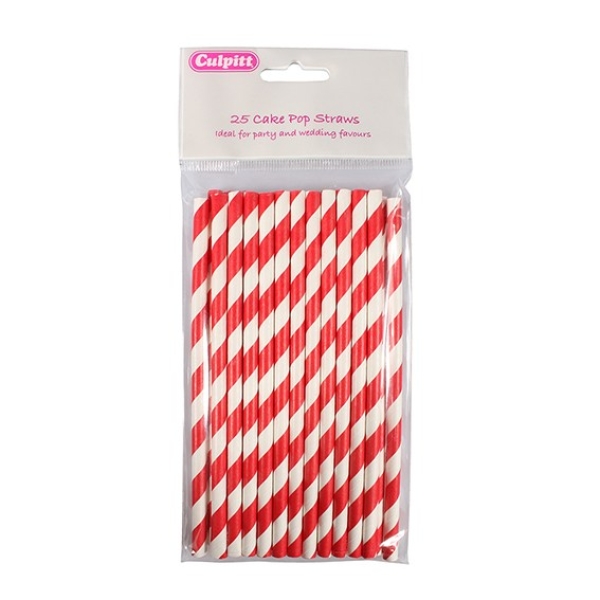 CakePop Straws rot-weiss gestreift