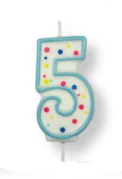 Candle Number 5 - Blue