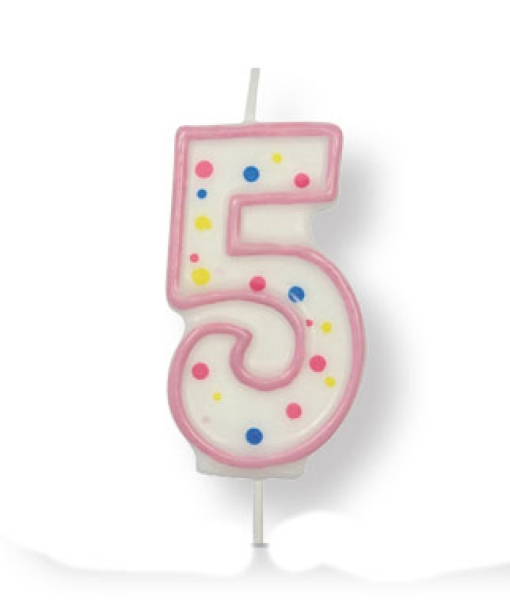 Candle Number 5 - Pink