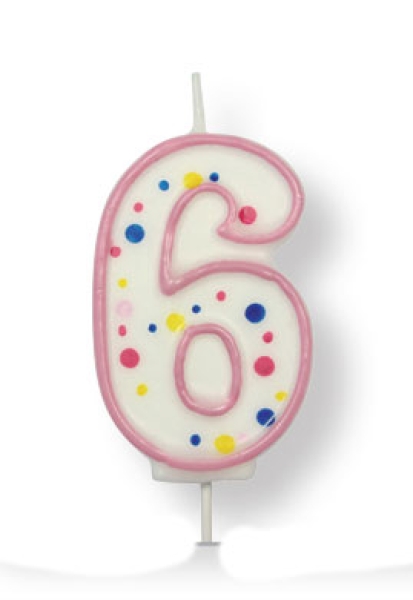 Candle Number 6 - Pink