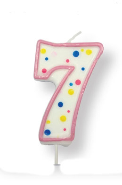 Candle Number 7 - Pink