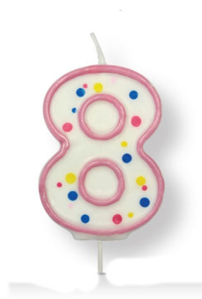 Candle Number 8 - Pink