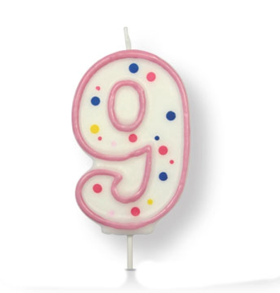 Candle Number 9 - Pink