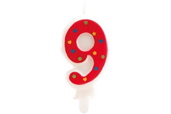 Candle Number 9 - Red