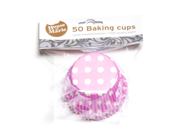 Cupcake Backförmchen - Pink mit Weissen Punkten