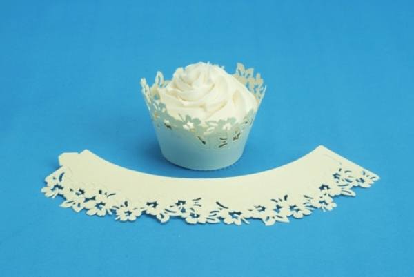 Cupcake Wrappers - Flowers Ivory