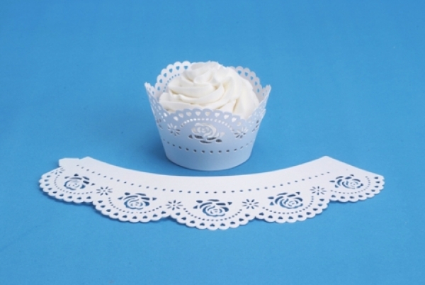 Cupcake Wrappers - Roses White
