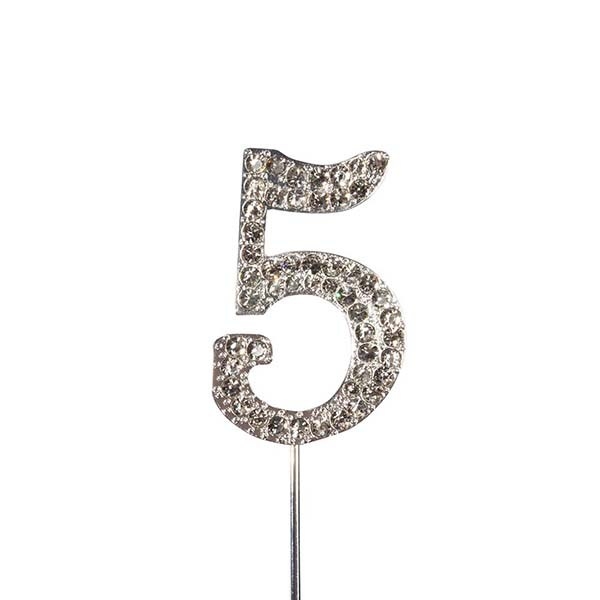 Diamante Number Pic Silver - 5