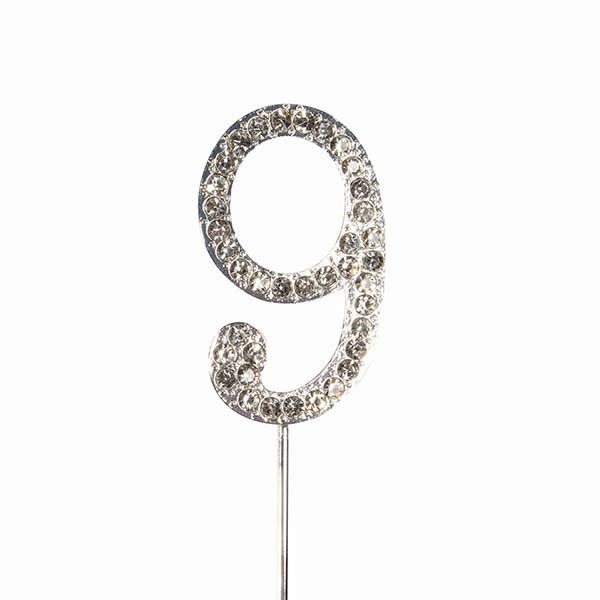 Diamante Number Pic Silver - 9